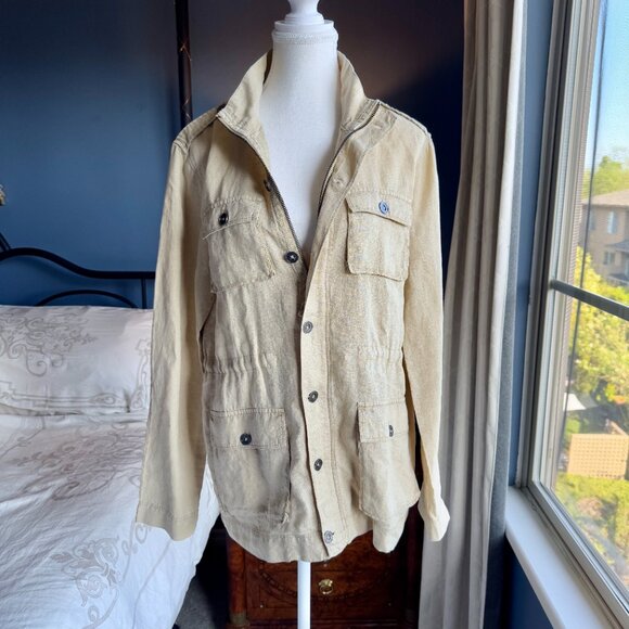 Michael Stars  100% Linen Light Khaki Jacket - Picture 3 of 14